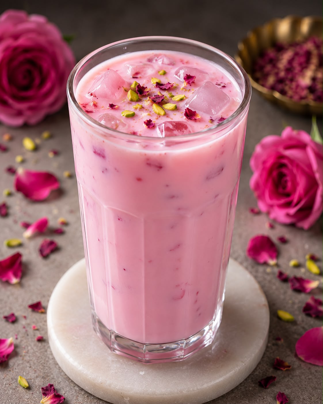 Chilled rose milk drink